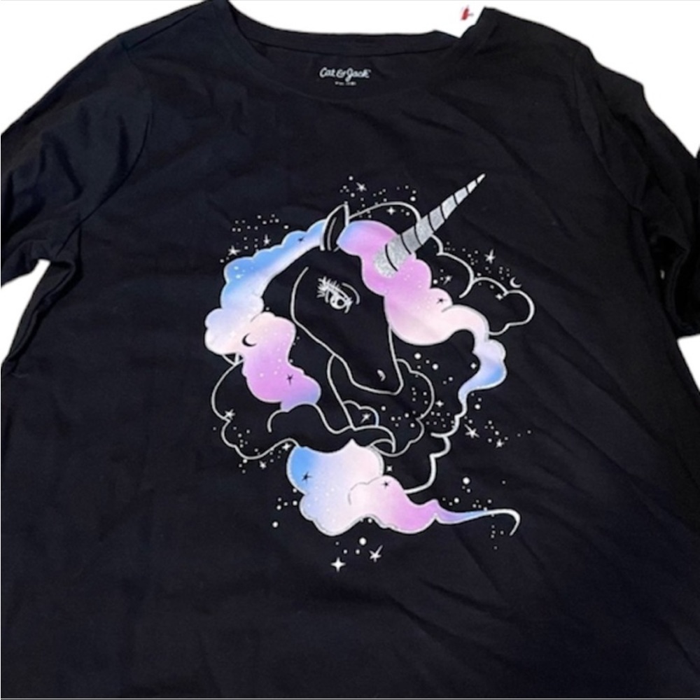 Long sleeve sparkly textured unicorn tee shirt modest lightweight
